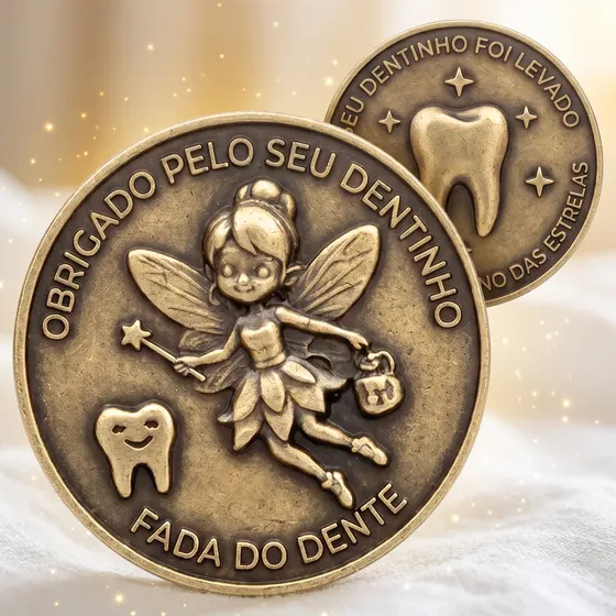 Moeda Fada Dente De Leite Fairy Tooth Medalha Infantil