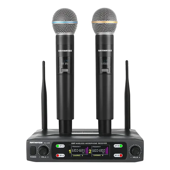 Rayhayes Microfone Sem Fio Duplo Uhf Com Base Receptora