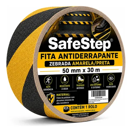Fita Antiderrapante 30 Metros X 50mm Zebrada Escada Piso Amarelo