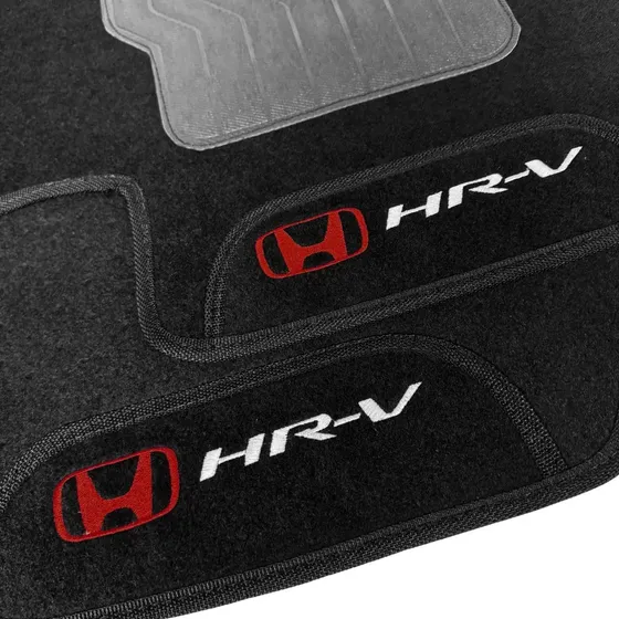 Tapete Carpete Premium Honda Hr-v 2015 2016 2017 2018 2019 2020 2021 Preto Base Pinada 4 Peças