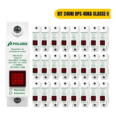 Kit 24 Dps Dispositivo Protetor Surto 40ka Classe 2 1p 275v