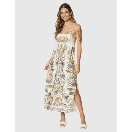Vestido Cropped Feminino Farm Flor Do Deserto Flor Do Deserto_bg Seda Florido P
