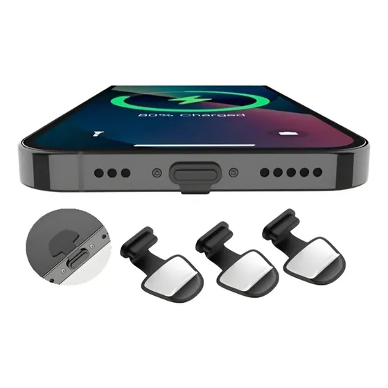 Protetor Anti-poeira Usb-c Lightning Tampa Celular Kit 2pçs Tipo C - 2 Unidades