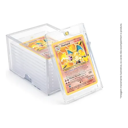 Box Premium Bra + 10 Case Magnético P/cards Pokemon, Magic Transparente