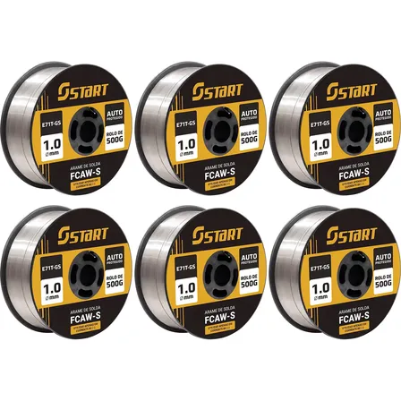Arame Para Solda Mig Uso Sem Gás 1.0mm Kit 6 Rolos De 500kg