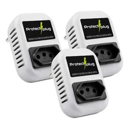 Kit 3 Dps Protetor Contra Surtos Bivolt 10a Protectplug 127/220v