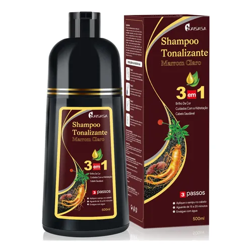 Shampoo Cobre Cabelos Grisalhos Corantes Marrom Claro
