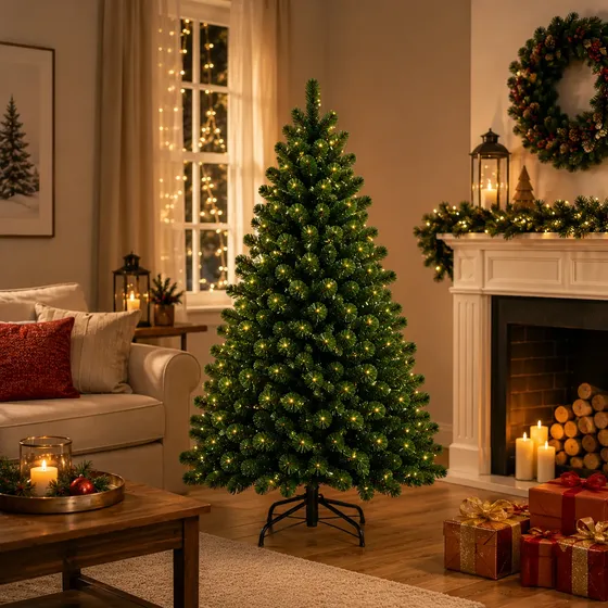 Árvore De Natal 1,5m 380 Galhos Luxo Pinheiro Verde Cheia
