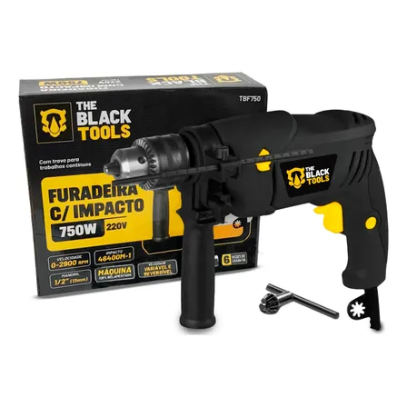 Furadeira Industrial Eletrica Impacto 750w 13mm 127v 60hz Preto 127v 60hz