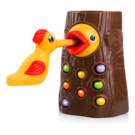 Brinquedo Pica Pau Magnético Pega Minhocas Montessori Kids Pica Pau Multicolorido
