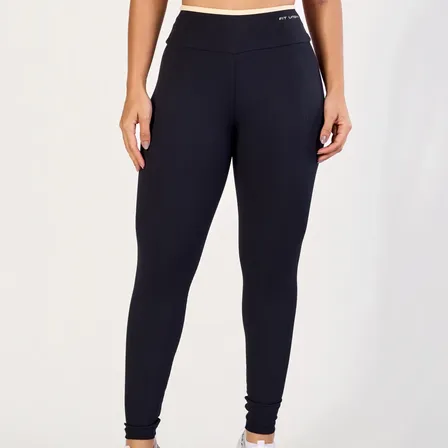 Calça Legging Canelada Cintura Alta Fit Urban Preto Liso Gg