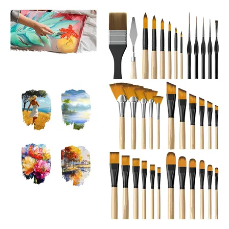 Kit 36 Pinceis Para Pintura Em Tela Aquarela Óleo Artesanato 36 Peças