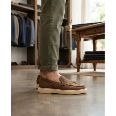 Sapato Slipper Masculino Camurça Mabeco Slip On Loafer Café Camurça 42