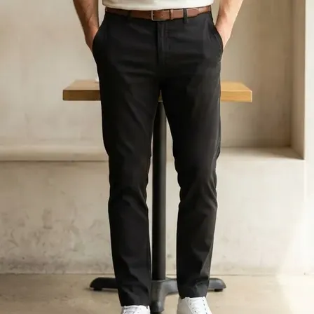Calça Alfaiataria Masculina Slim Sarja Esporte Fino Elastano Preto Liso 48