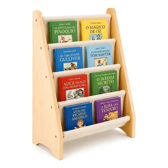Estante Livros Infantil Rack Organizador Madeira Montessori