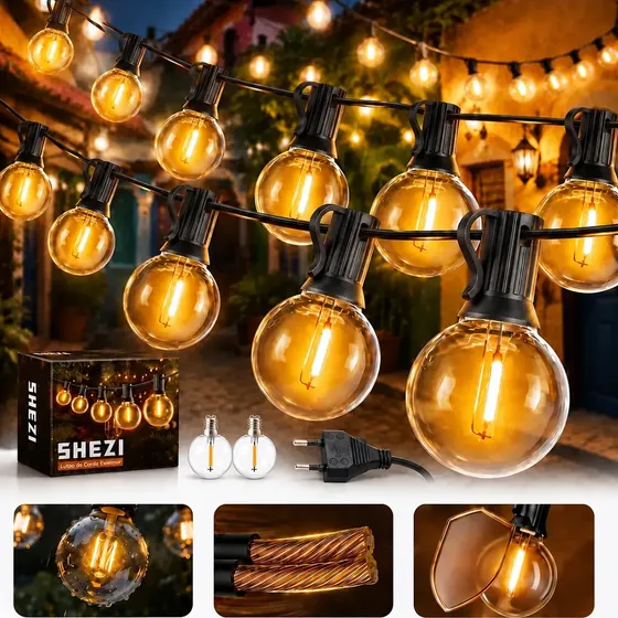 50m 50+2 Lâmpadas Led Varal De Luzes Decoração Festa Jardim