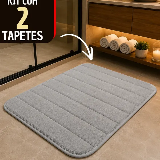 Kit 2 Tapetes De Banheiro Antiderrapante Macio Absorvente