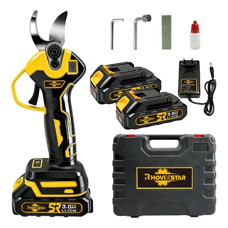 Podador De Árvores Elétrico Sem Fio Rhovixstar, 2 Baterias Preto E Amarelo/sem Display Digital