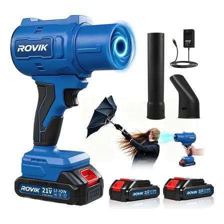 Soprador Turbo Potente Sem Fio C/2 Baterias E Carregador Azul 21v