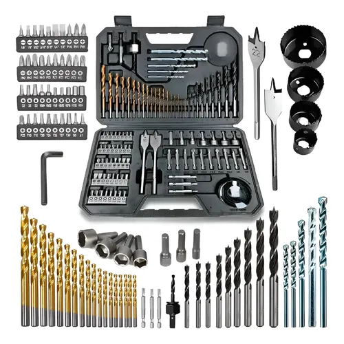 Kit Jogo Maleta Titanio 103 Peças Brocas Pontas Bits Cinza