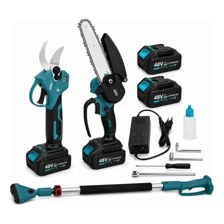 Kit Ferramentas 3 Em 1 Mini Motosserra Tesoura Poda Extensor Preto-azul 127/220v