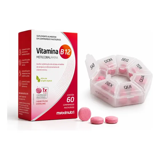 Vitamina B12 Metilcobalamina Mastigável Maxinutri 60 Comp