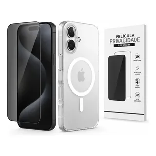 Kit Capa Capinha iPhone Magsafe Impacto Película Privacidade