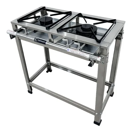 Fogão Industrial 2 Bocas Inox Baixa Pressão 30x30 Misto - P5