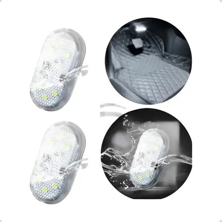 Kit 5 Lâmpada Led Branca Toque Adesivo Velcro Interior Carro Usb Azul-celeste 5 Unidades
