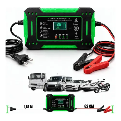 Carregador Bateria 12v Turbo Rápido Carro Moto Jet 110/220v