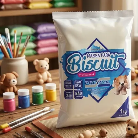 Massa Biscuit 1kg Natural Polycol Profissional Modelagem Natural