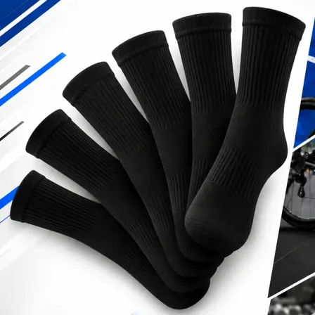 Kit Com 3 Pares Meias Poliamida Corrida Crossfit Compressão 3 Pretas Liso 35-43