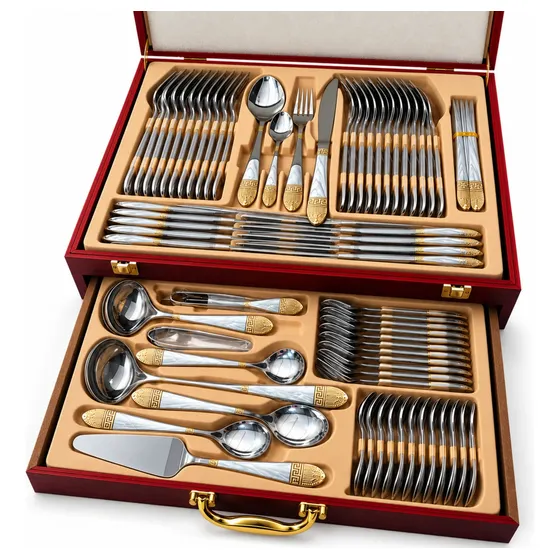Faqueiro 84 Pecas Inox Dusseldorf Ouro 24k Maleta Luxo