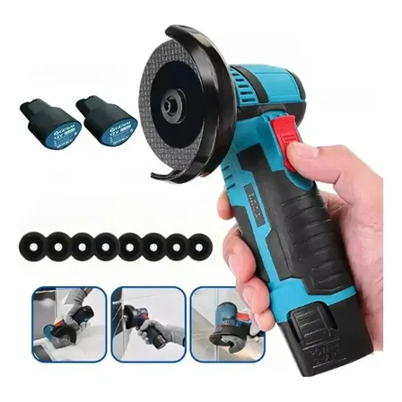 Mini Esmerilhadeira Portátil 12v Sem Fio 2 Baterias 8 Discos Azul-marinho 12v 2 Bateria + 8 Discos 10000