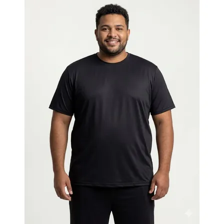 Camiseta Dry Fit Plus Size Academia Anti Suor Treino Grande Preto G4