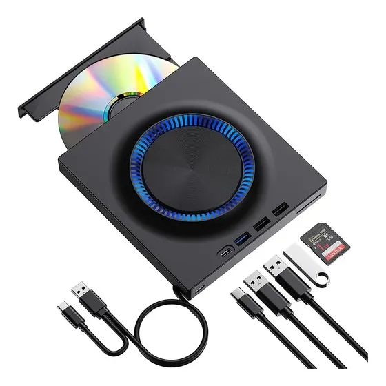 5 Em 1 Gravador Leitor Cd/dvd Externo Usb3.0 Pc Notebook Rgb