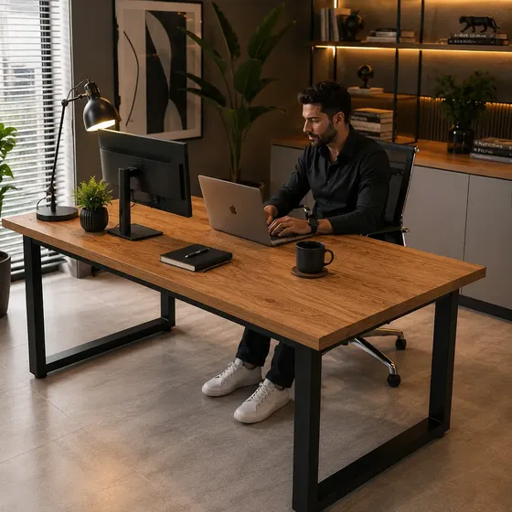 Mesa Escritório Industrial 190x80 Home Office Escrivaninha