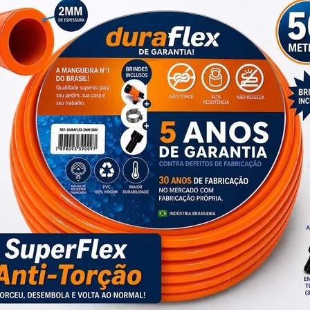 Mangueira Jardim 50m Durafllex Para Fazenda Alta Pressão V13 Laranja