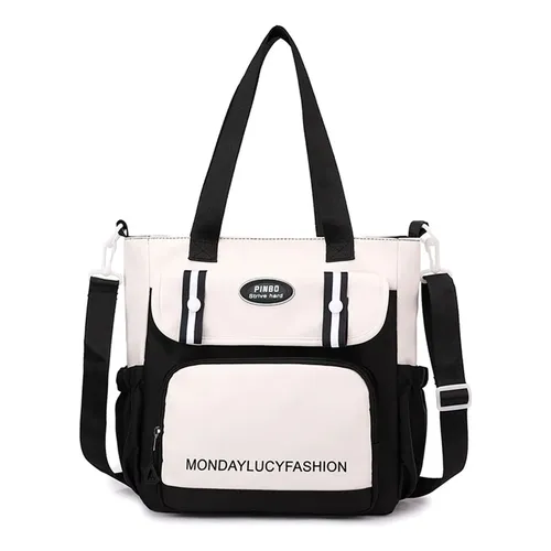 Bolsa Feminina De Ombro Transversal Grande Nylon Impermeave Preto