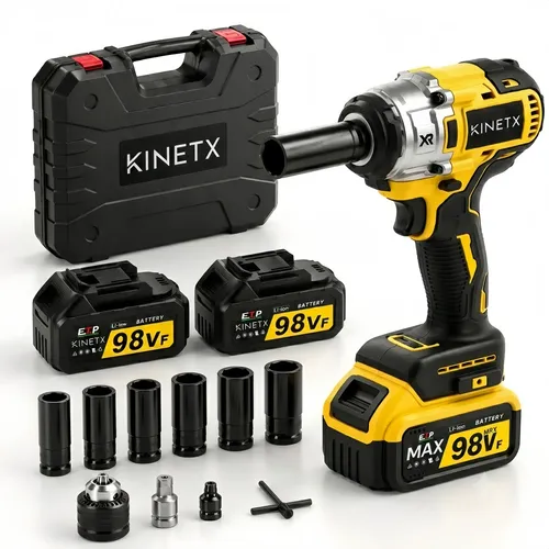 Chave De Impacto Kinetx Brushless 880nm 98v 2 Baterias Amarelo 127/220v