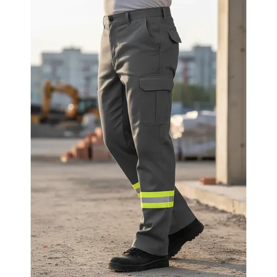 Calça Masculina Cargo Ideal Trabalho 6 Bolsos Com Refletivo