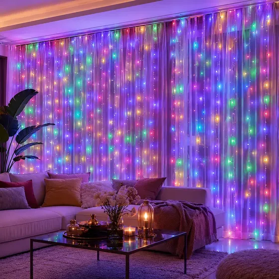 3*3m Cortina De Luz 300 Pisca Pisca Led Decoração De Natal