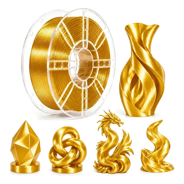 Filamento Pla Silk Sol3d 1kg 1,75mm Brilho Sedoso 3d Dourado