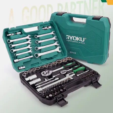Kit 82 Pcs Jogo Chave Catraca Soquete Combinada Ryoku Verde