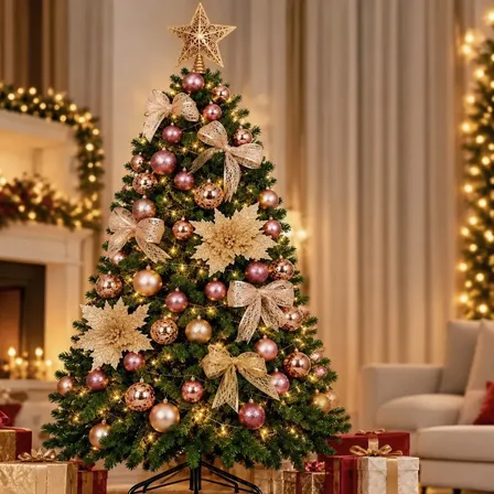 Kit Árvore De Natal 1,80 Pinheiro Completa Enfeites Luxo Rose Gold
