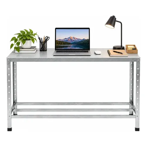 Mesa Escrivaninha Aço Galvanizado Reforçada Escritório 90cm Cinza