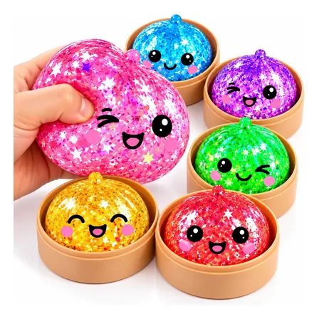 Bola Squishy Grande Com Glitter Brinquedo Macio Sensorial Surpresa