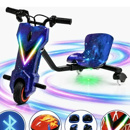 Patinete Triciclo Infantil Drift Elétrico Brinquedo 100kg Azul