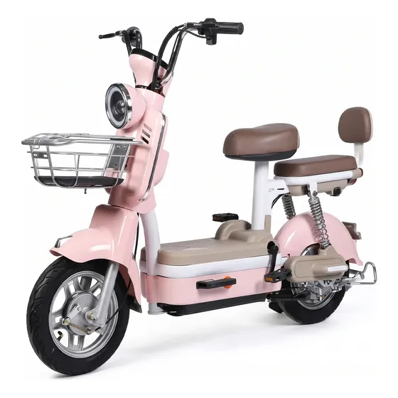 Bicicleta Elétrica 500w Scooter Bateria 48v 40km Autonomia Rosa