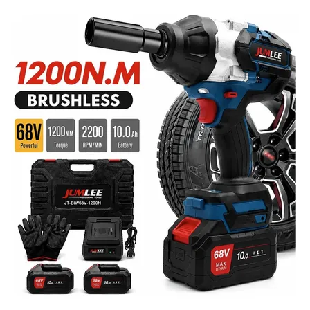 Chave Impacto 2 Bateria 68v 1200nm 10ah Sem Fio Com Maleta Azul-aço 127/220v 50hz/60hz